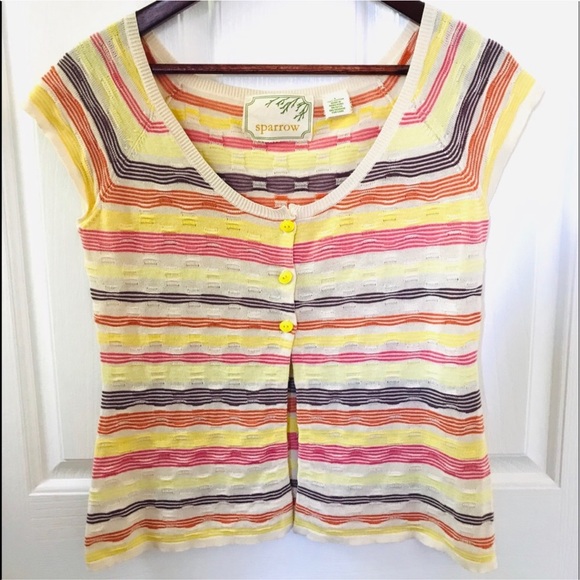 Anthro Sparrow striped button up sweater top - Picture 9 of 10